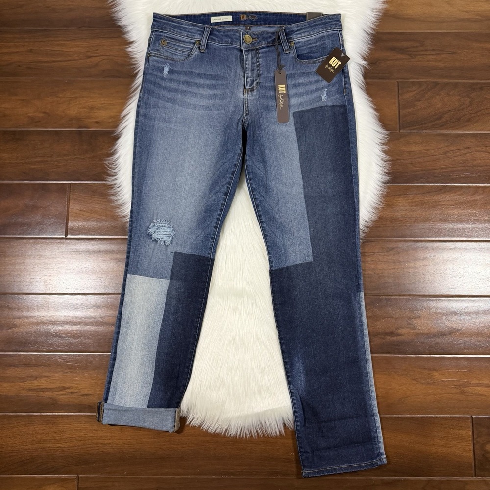 Kut from the Kloth‎ Women's Size 12 Patchwork Catherine Boyfriend Denim Jeans